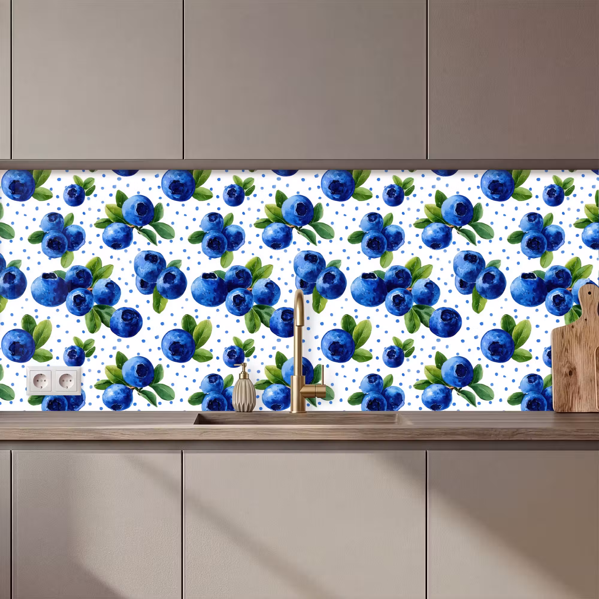 Spritzschutz Küche - Beeren - Muster - Blau