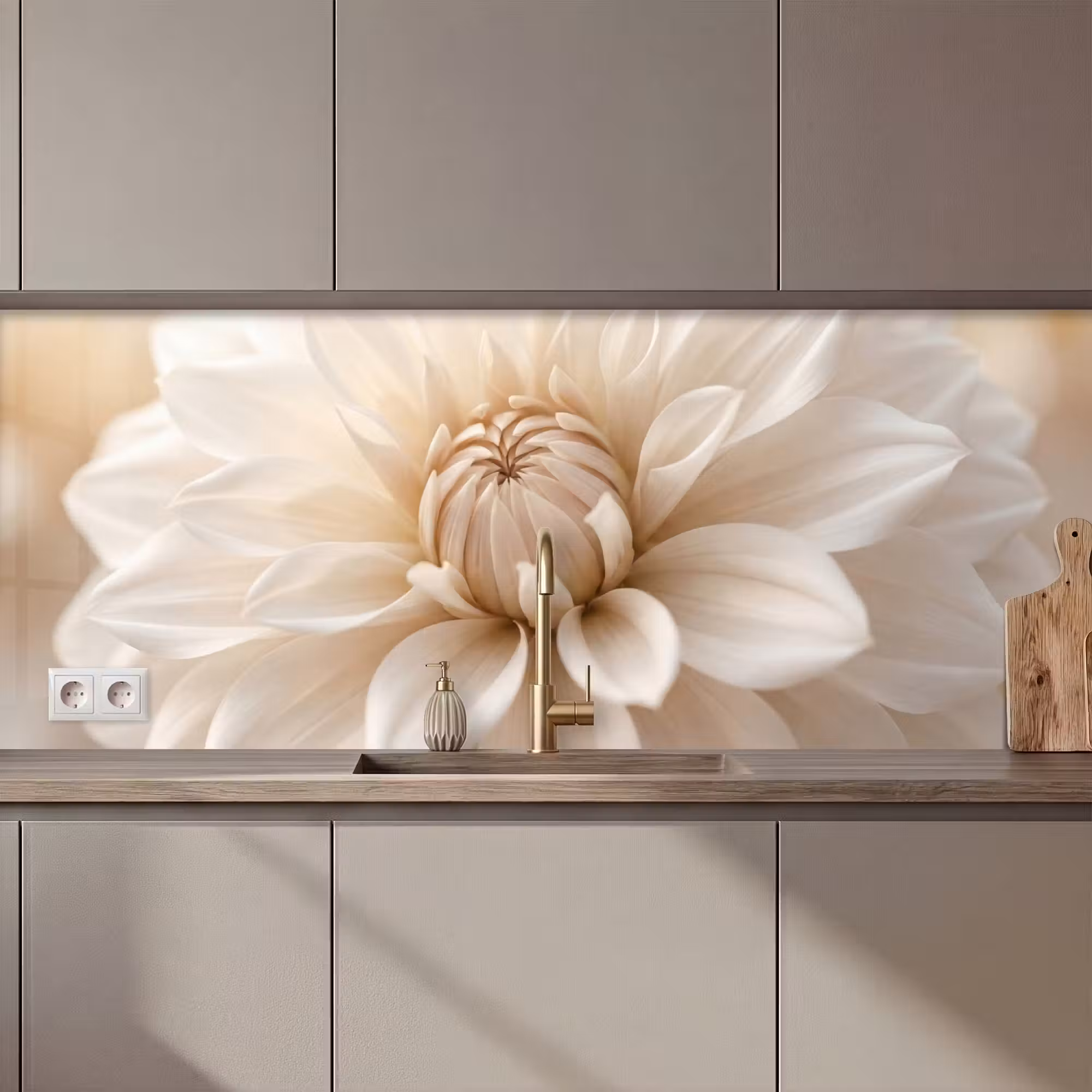 Küchenrückwand - Blume - Dahlie - Weiß