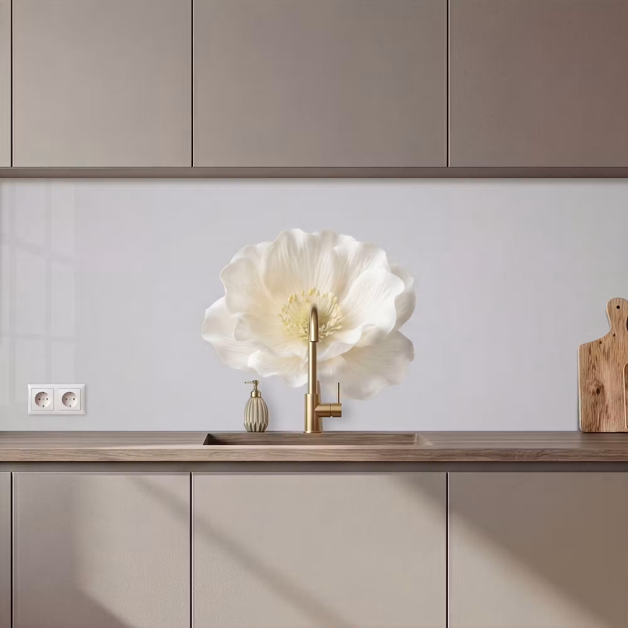 Küchenrückwand - Blume - Minimalistisch -Weiß