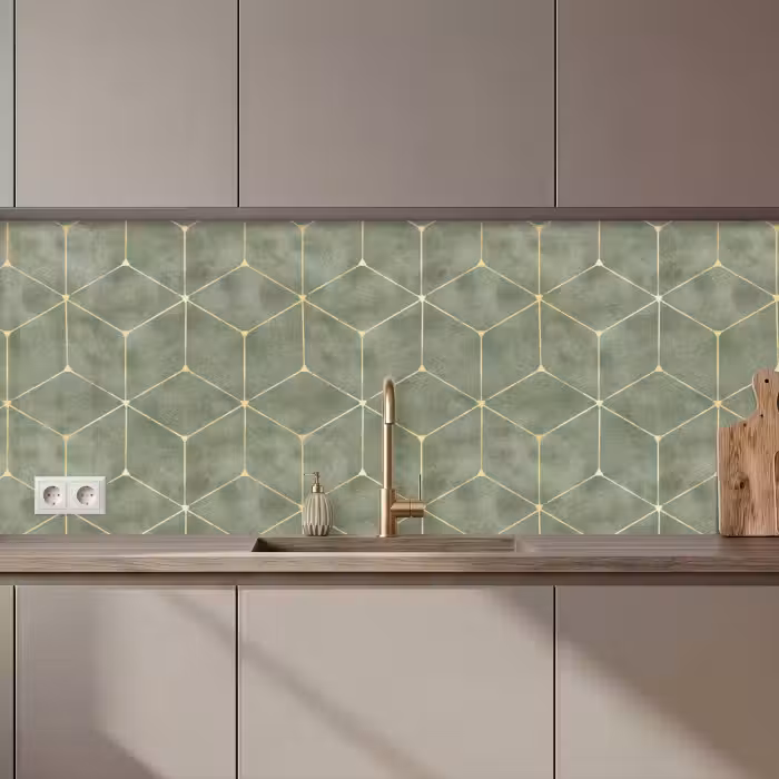 Küchenrückwand - Dezent - Geometrisch - Gold - Grün