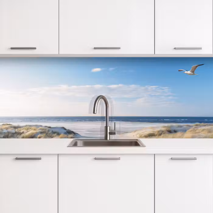 Küchenrückwand - Düne - Möwe - Strand - Meer - Sonne