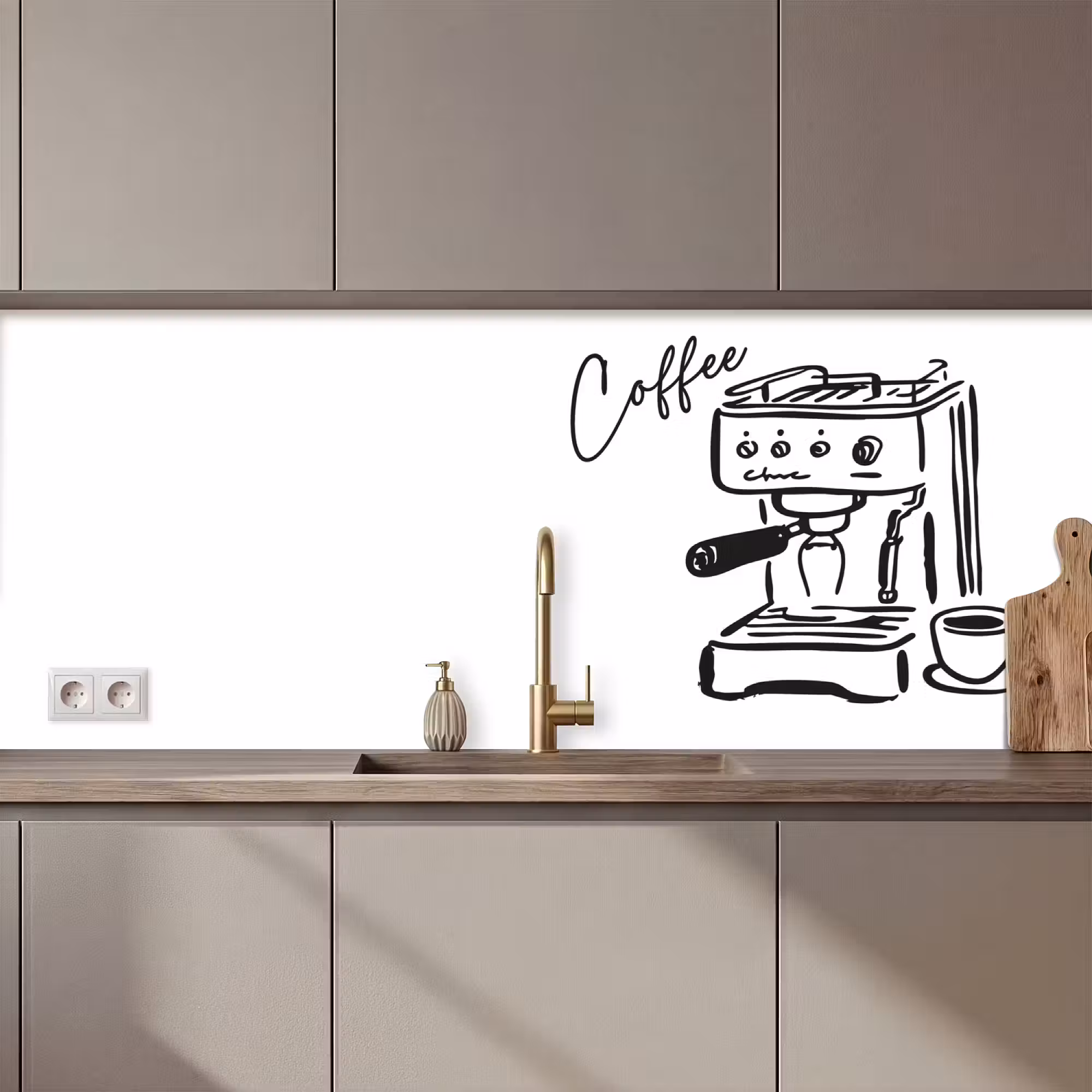 Küchenrückwand - Espressomaschine - Schwarz - Weiß