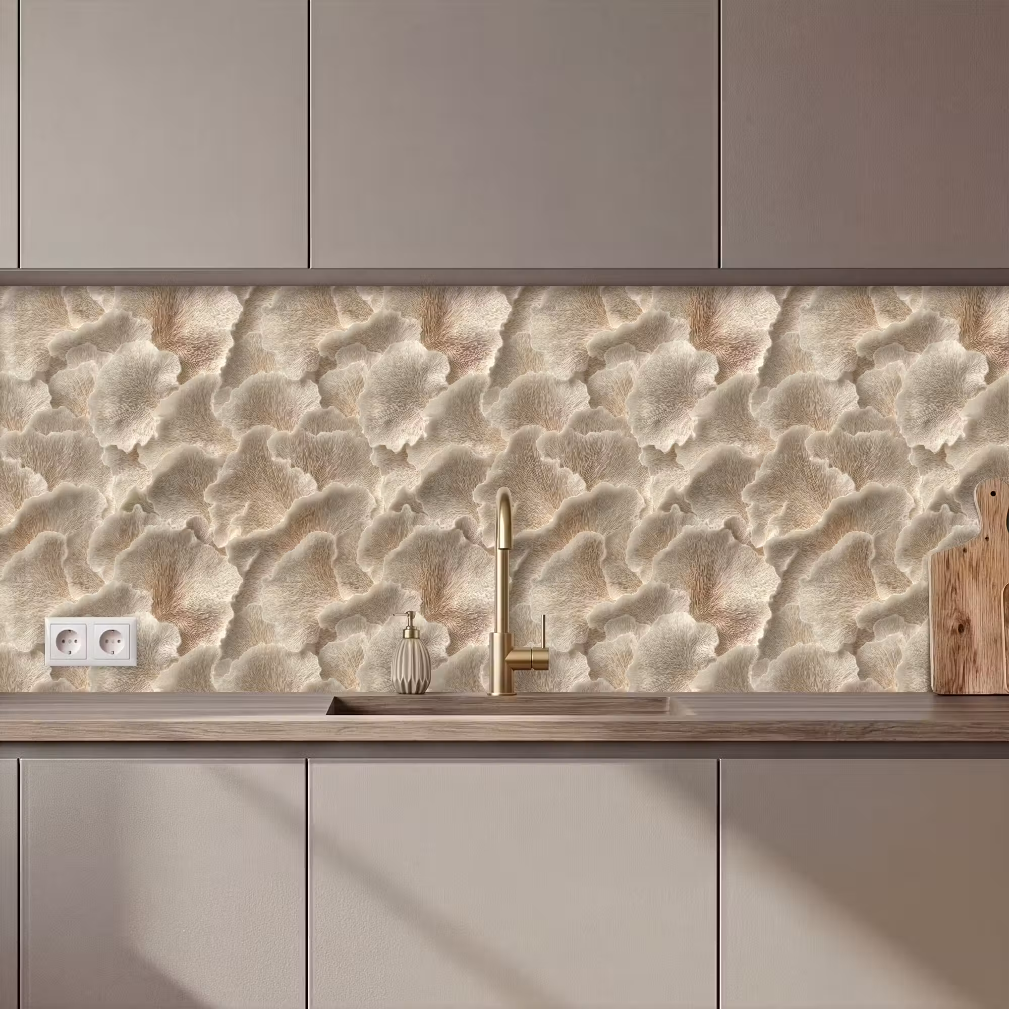 Küchenrückwand - Fächertexturen - Beige - Fasertextur