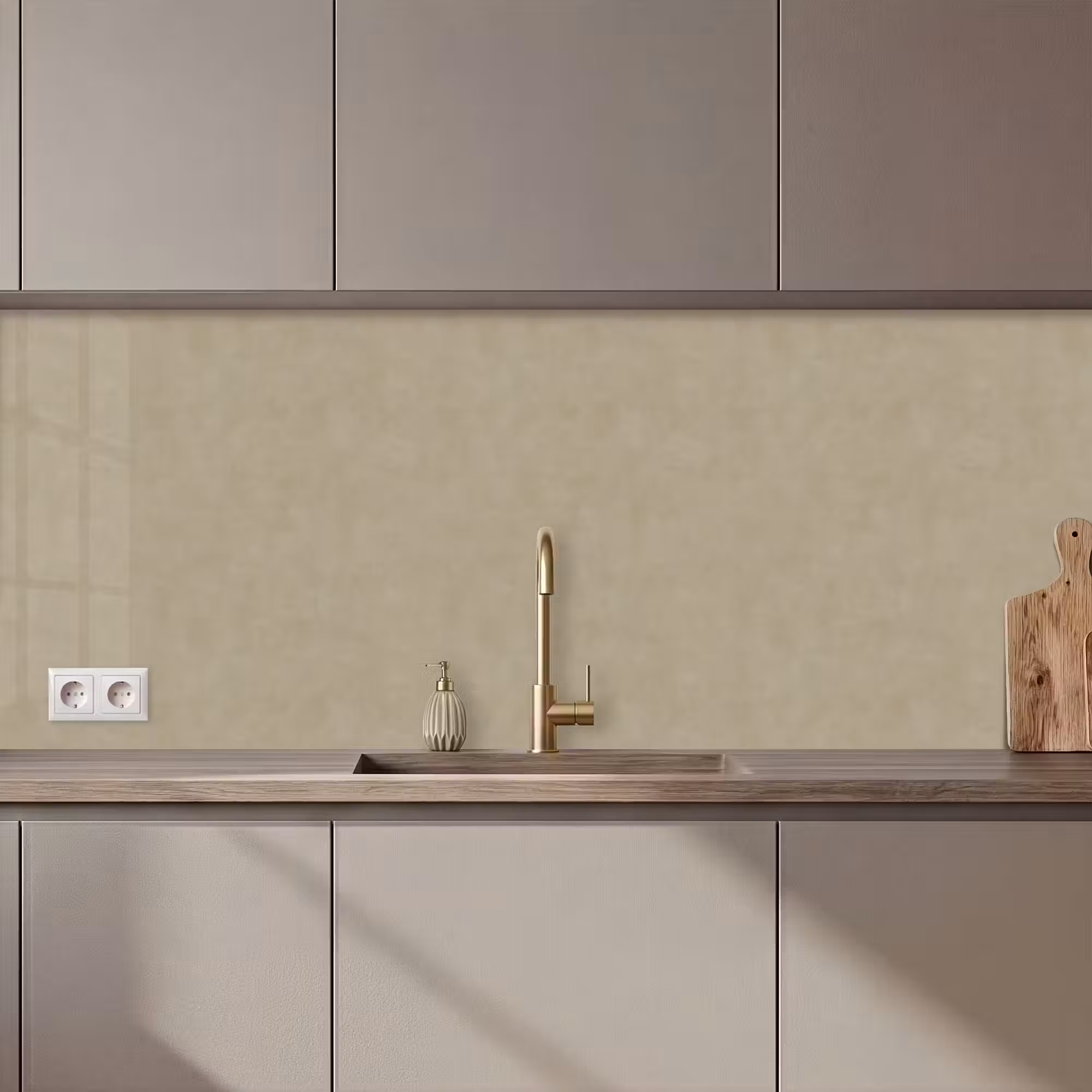 Küchenrückwand - Farbe Taupe - Wolkige Textur - Natürlich