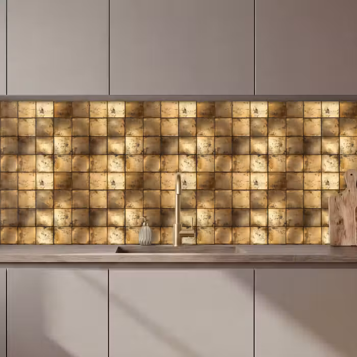 Küchenrückwand - Geometrisch - Kacheln - Gold