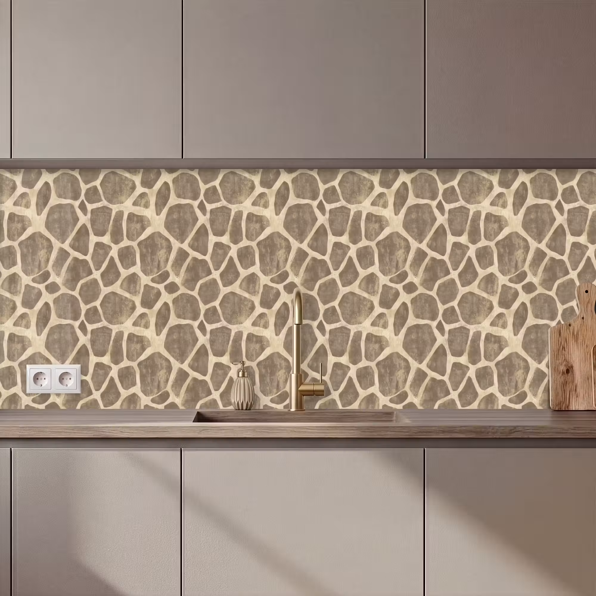 Küchenrückwand - Giraffe - Muster - Beige - Braun