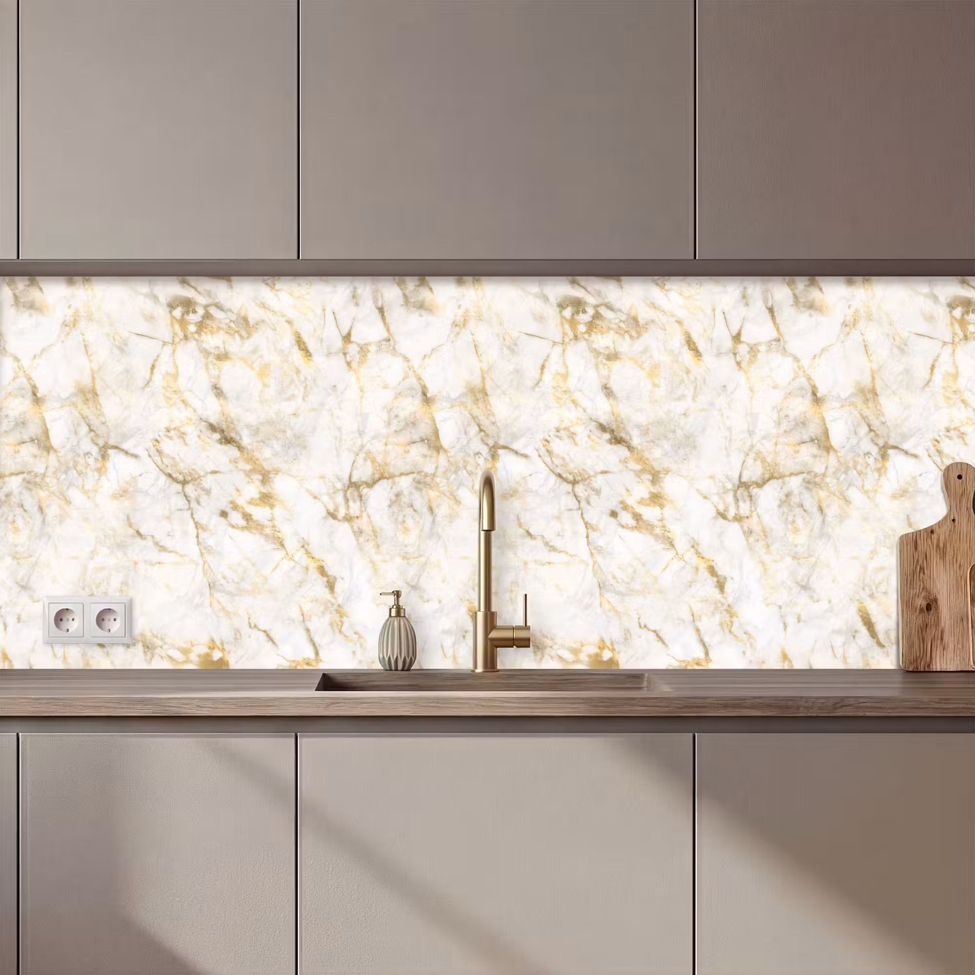 Küchenrückwand - Gold - Licht - Maserung - Marmor