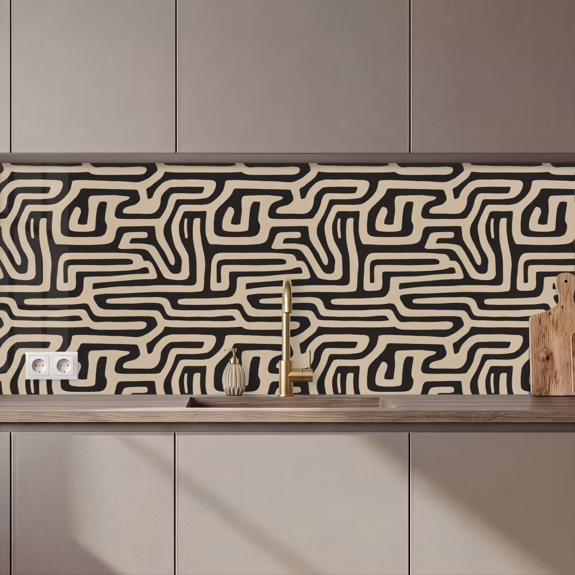 Küchenrückwand - Grafik - Linien - Schwarz