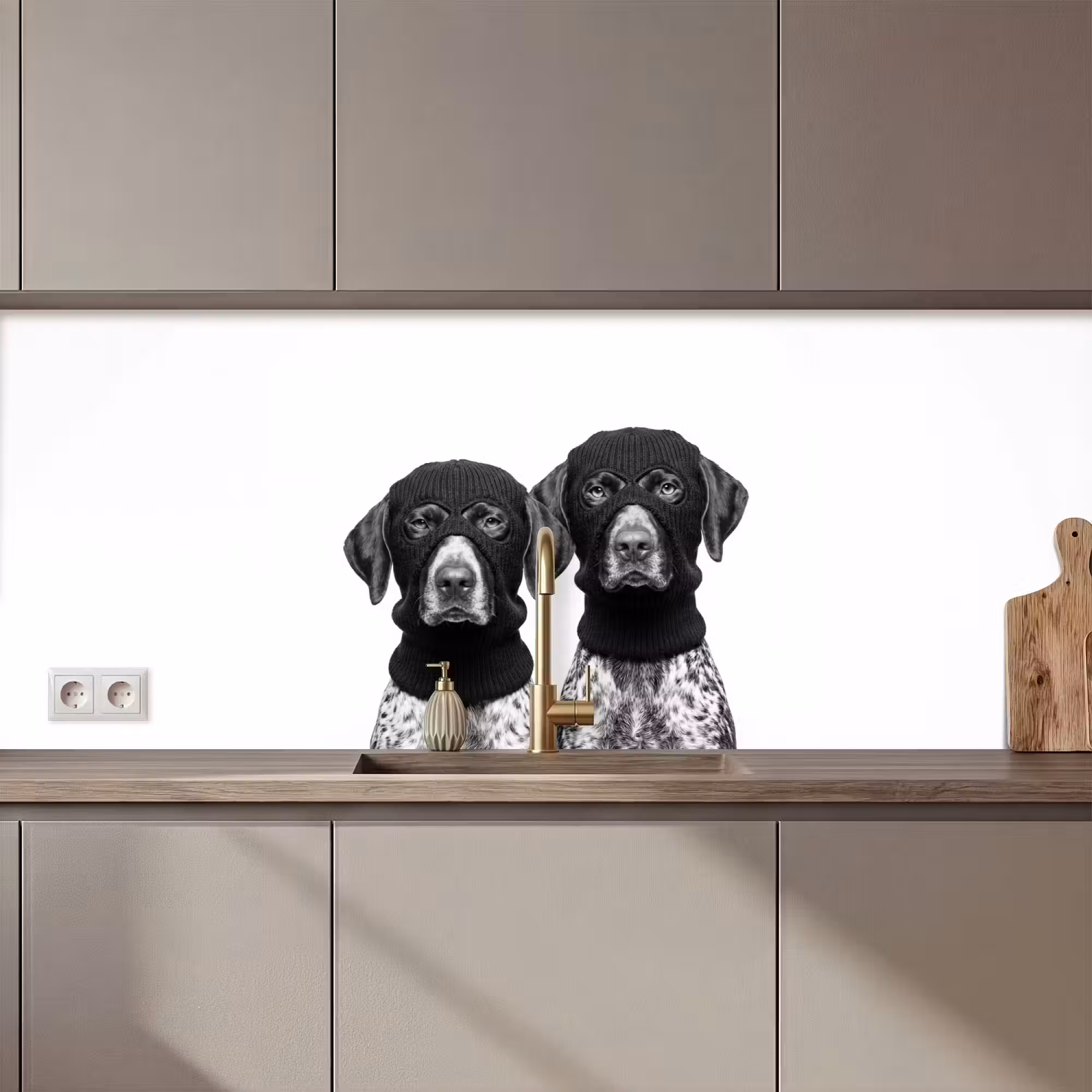 Küchenrückwand - Hunde - Balaclava - Schwarz - Weiß