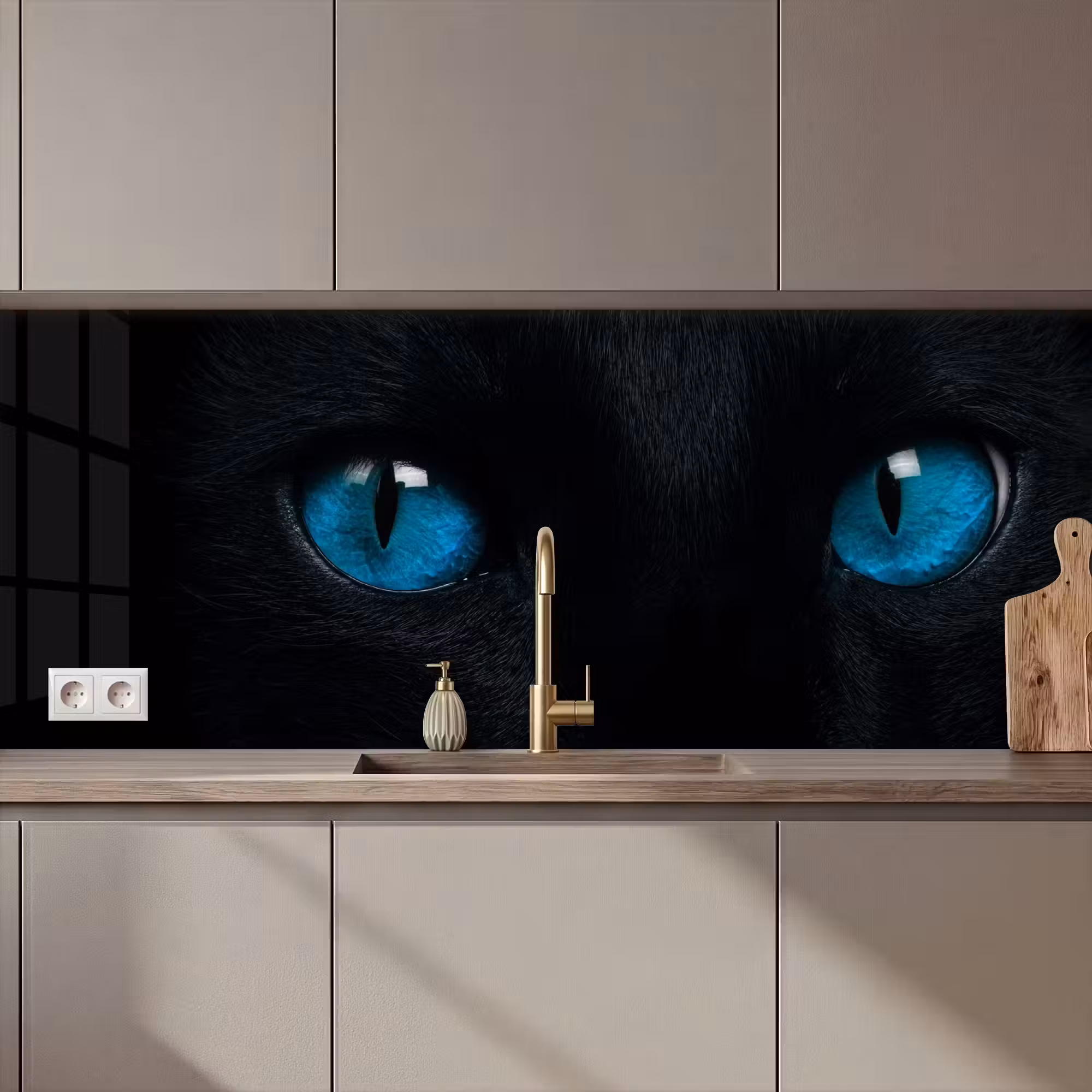 Küchenrückwand - Katze - Blau - Tier - Schwarz