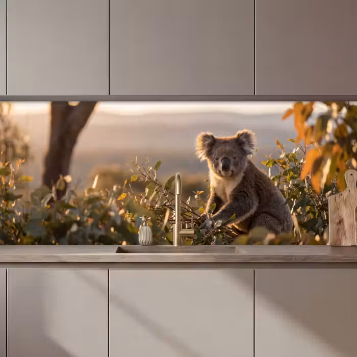 Küchenrückwand - Koala - Blätter - Morgenlicht