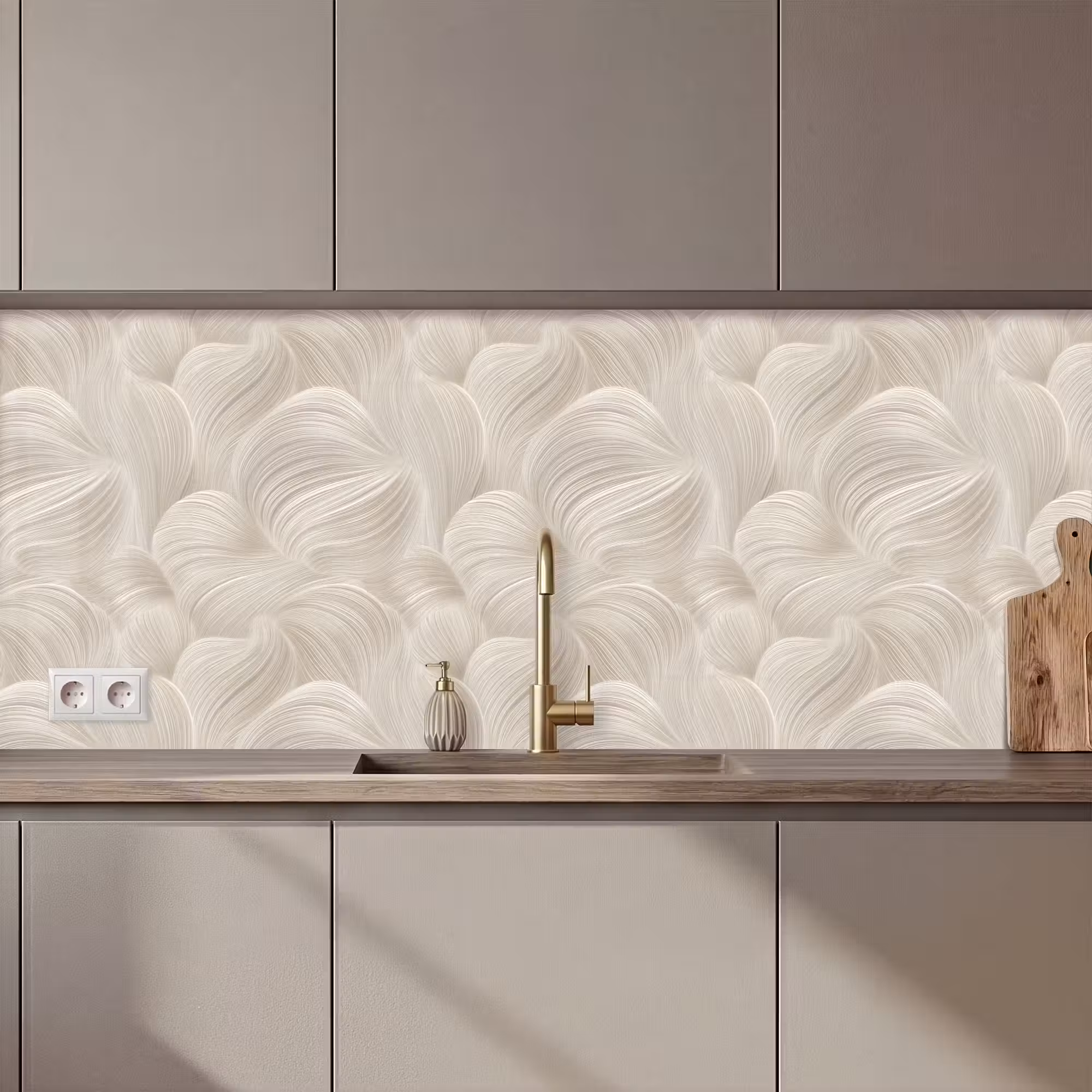 Küchenrückwand - Lines - Ventilator - Beige
