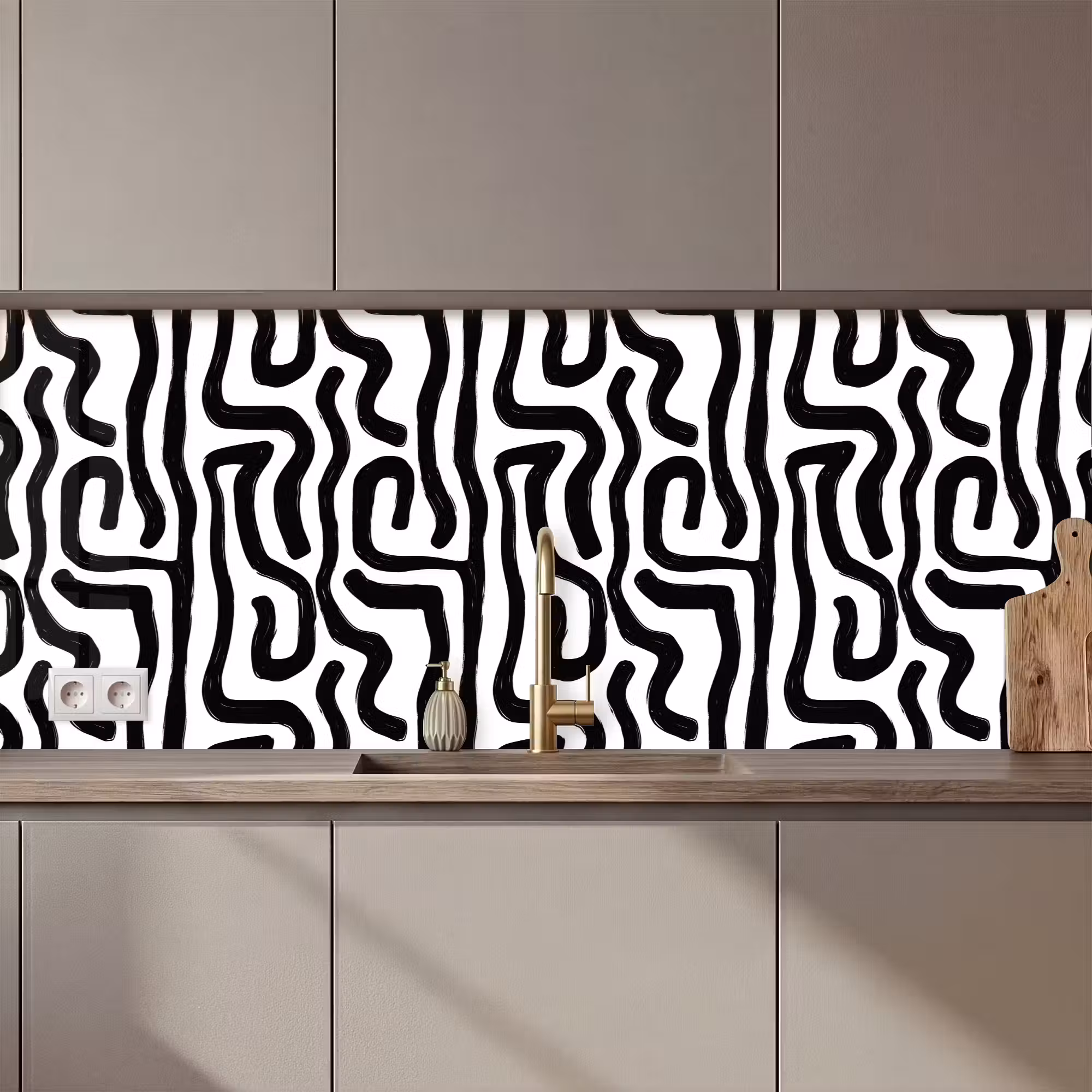 Küchenrückwand - Modern - Linien - Schwarz