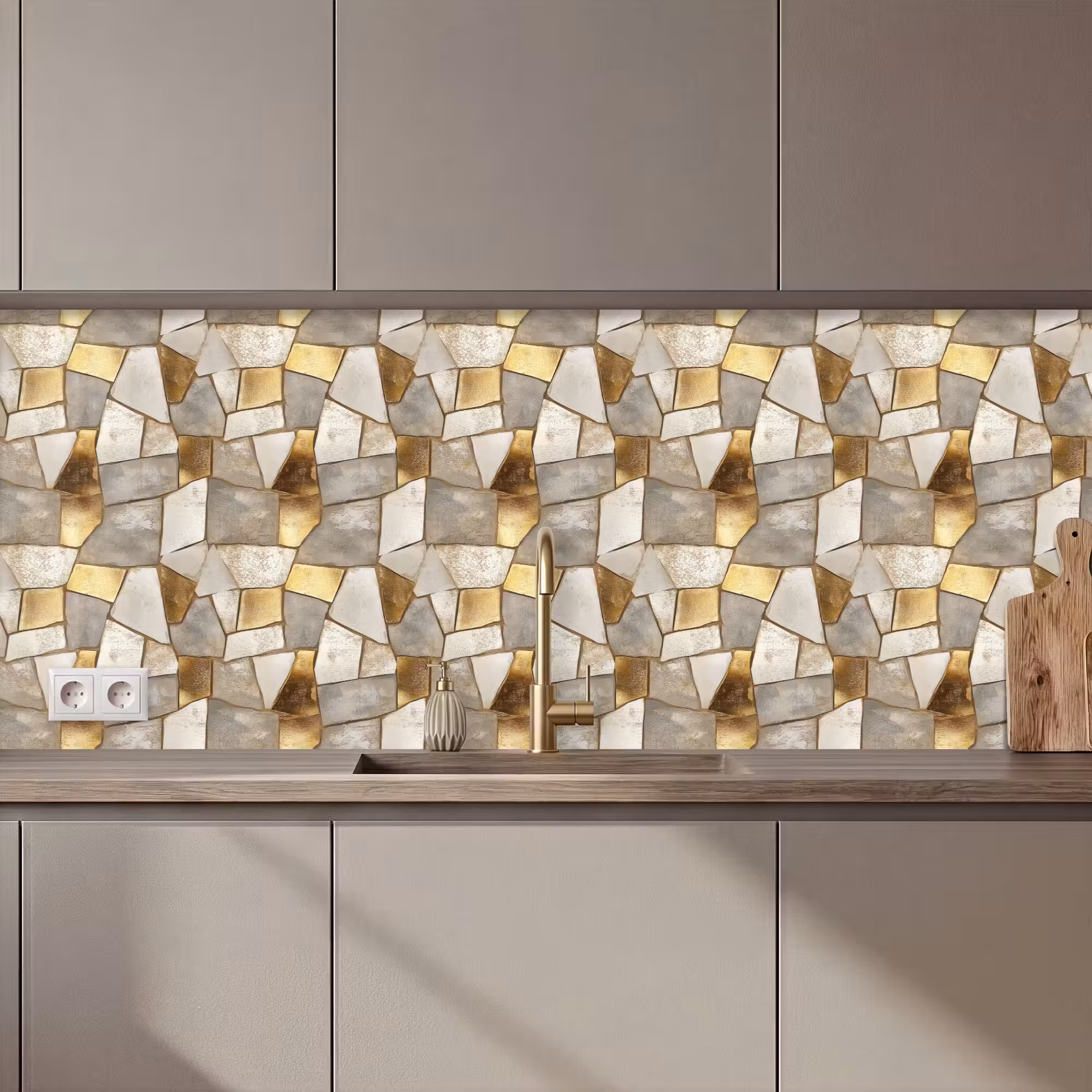 Küchenrückwand - Mosaik - Marmor - Gold