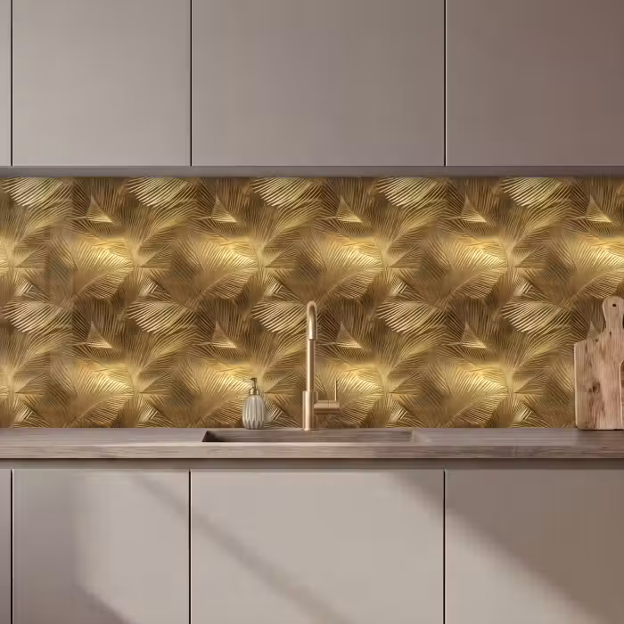 Küchenrückwand - Palme - Fächer - Gold