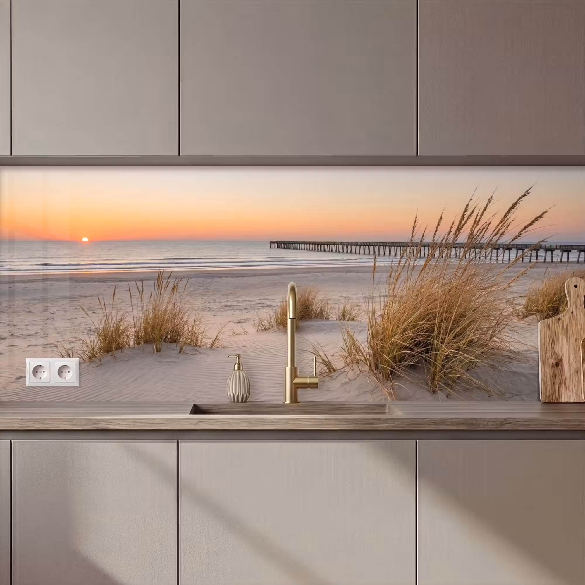 Küchenrückwand - Pier - Sonnenuntergang - Strand