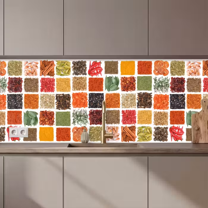 Küchenrückwand - Quadrate - Gewürze - Grafiken