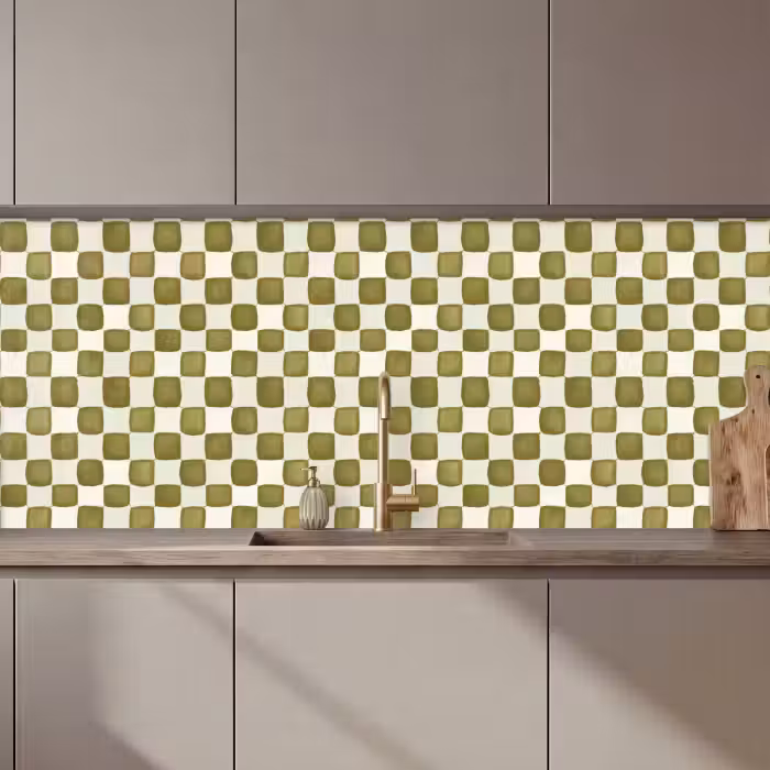 Küchenrückwand - Schach - Muster - Grün