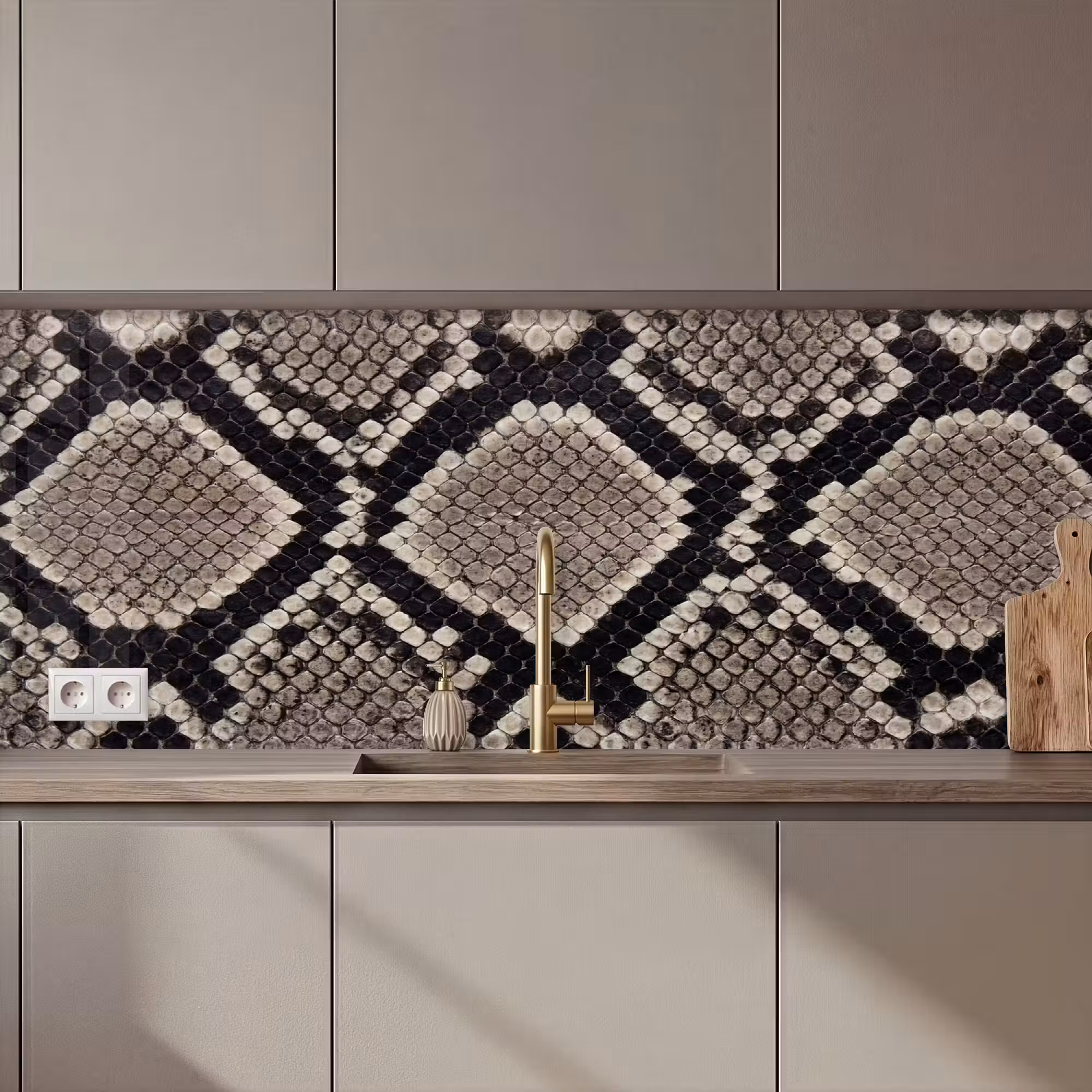 Küchenrückwand - Schlangenhaut - Gemustert - Beige