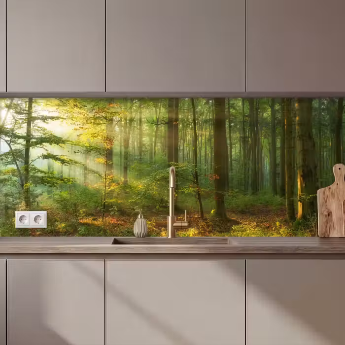 Küchenrückwand - Sonne - Wald - Bäume - Natur - Herbst