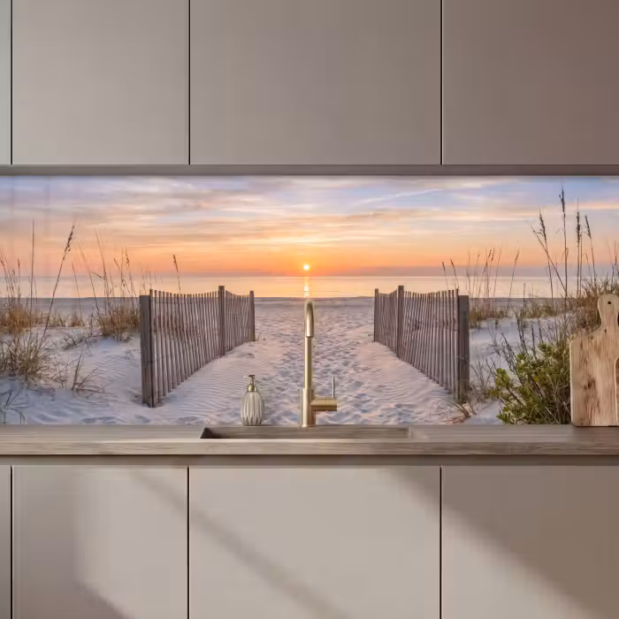 Küchenrückwand - Sonnenuntergang - Strand - Sand