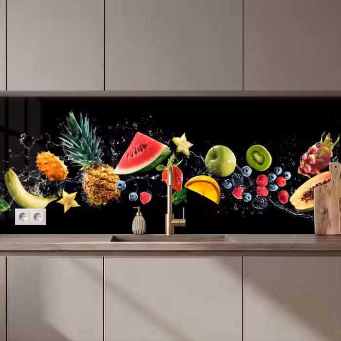 Küchenrückwand - Splash - Obst - Schwarz