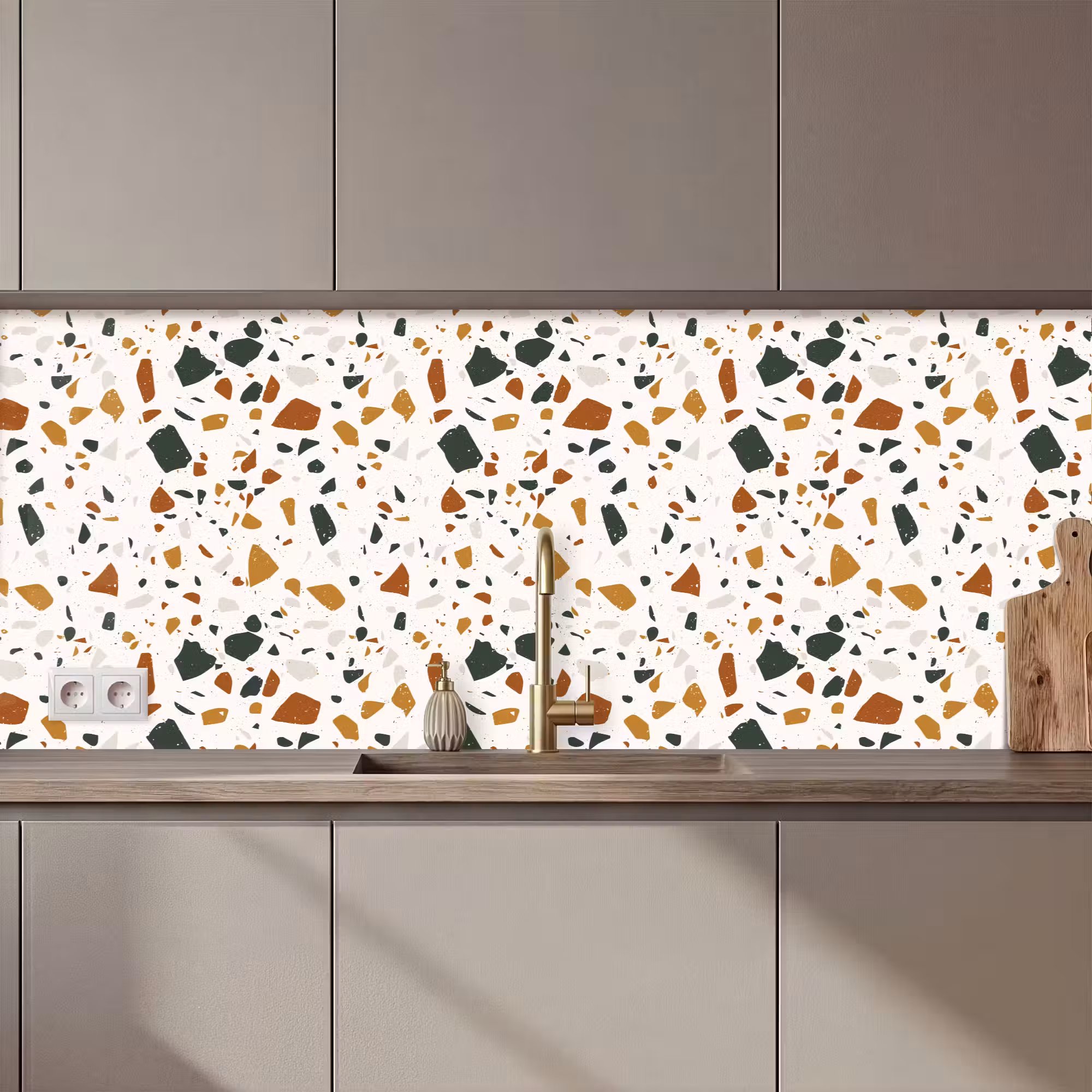 Küchenrückwand - Terrazzo - Muster - Weiß - Terra