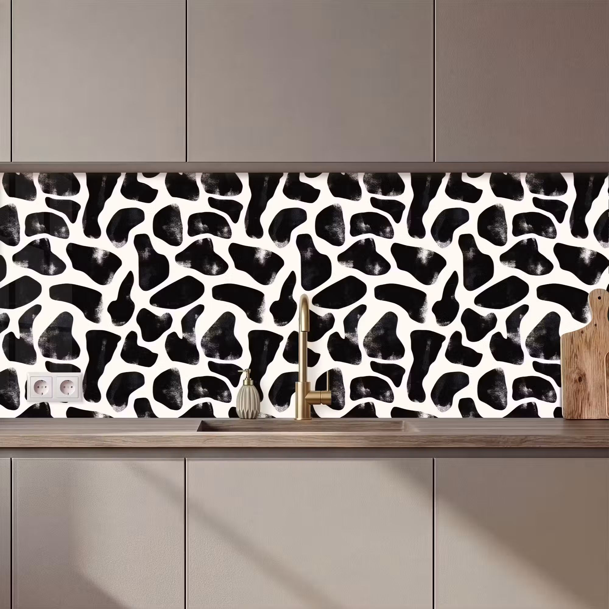 Küchenrückwand - Tiermuster - Flecken - Schwarz - Weiß