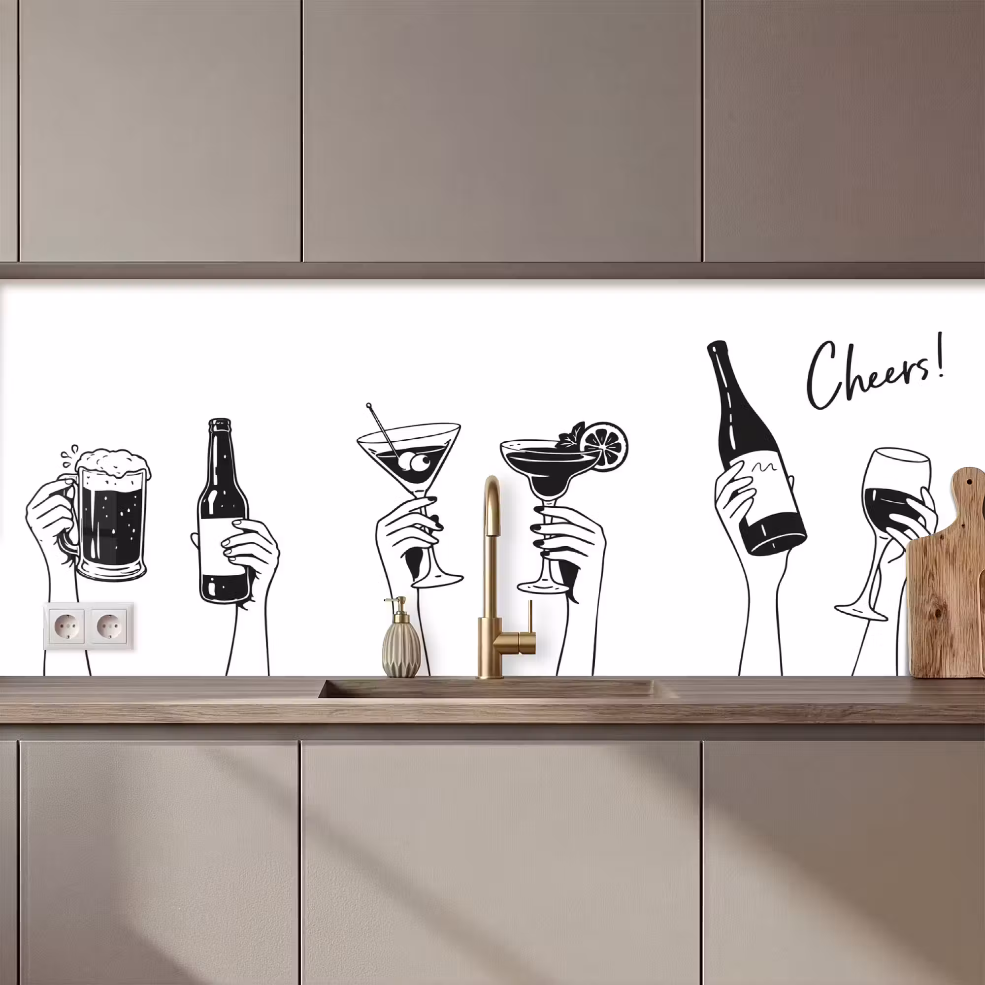 Küchenrückwand - Trinken - Schwarz - Weiß