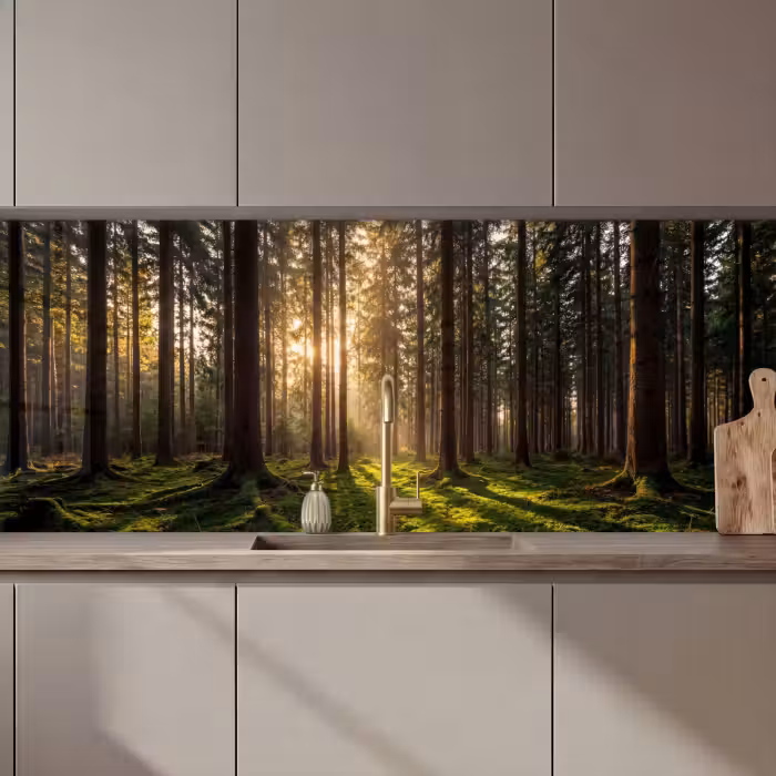 Küchenrückwand - Wald - Gras - Sonnenlicht