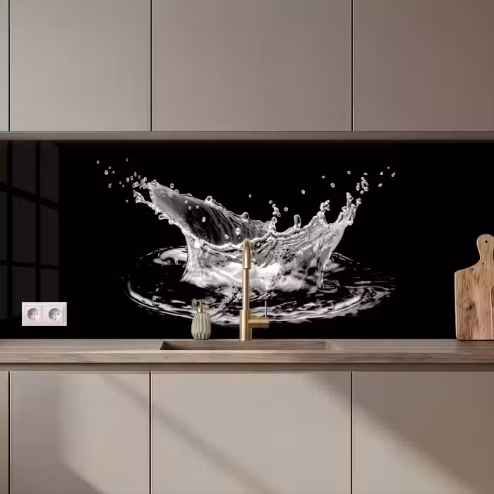 Küchenrückwand - Wasser - Splash - Wasser - Schwarz