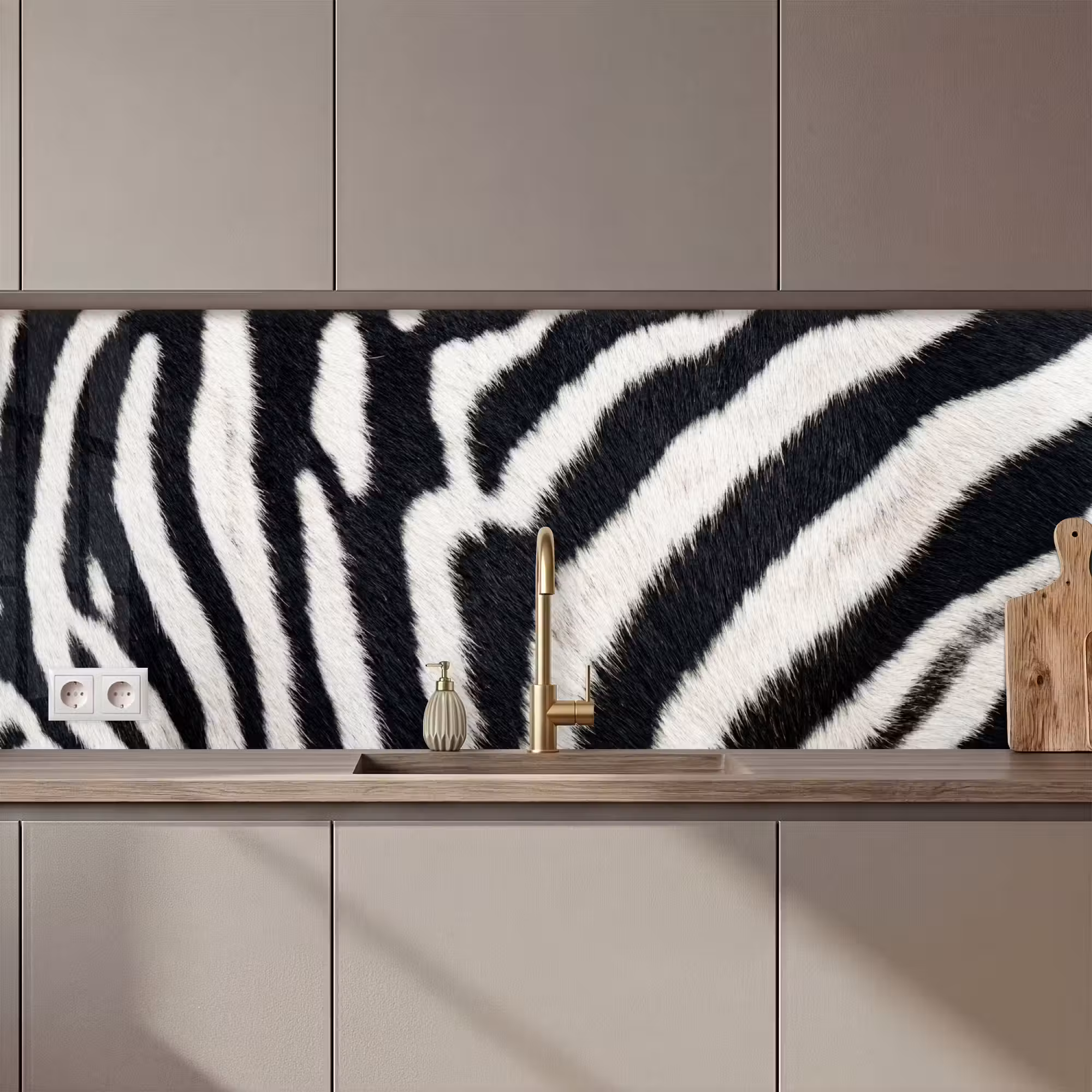 Küchenrückwand - Zebra - Mantel - Klassisch - Schwarz - Weiß