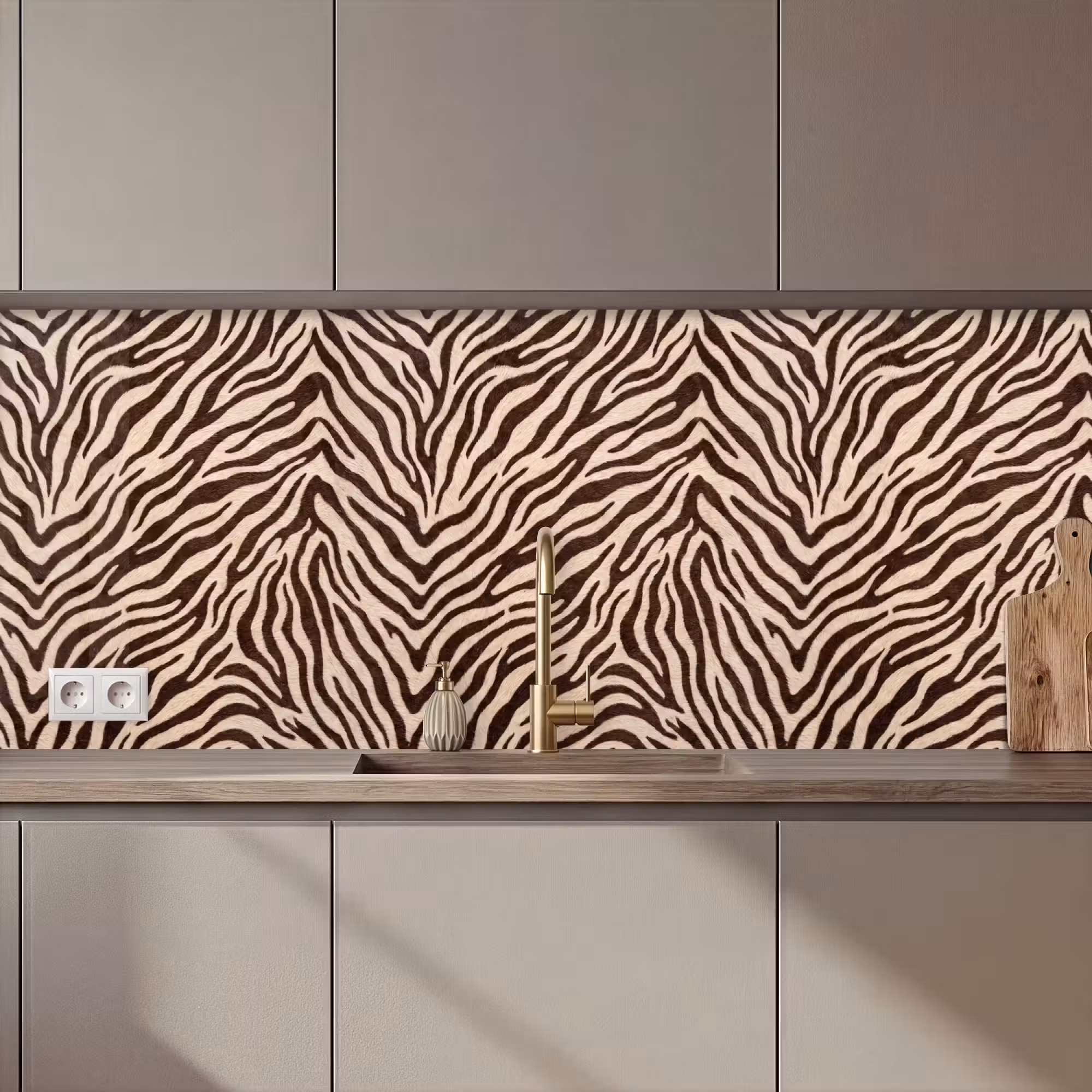 Küchenrückwand - Zebra - Streifen - Braun