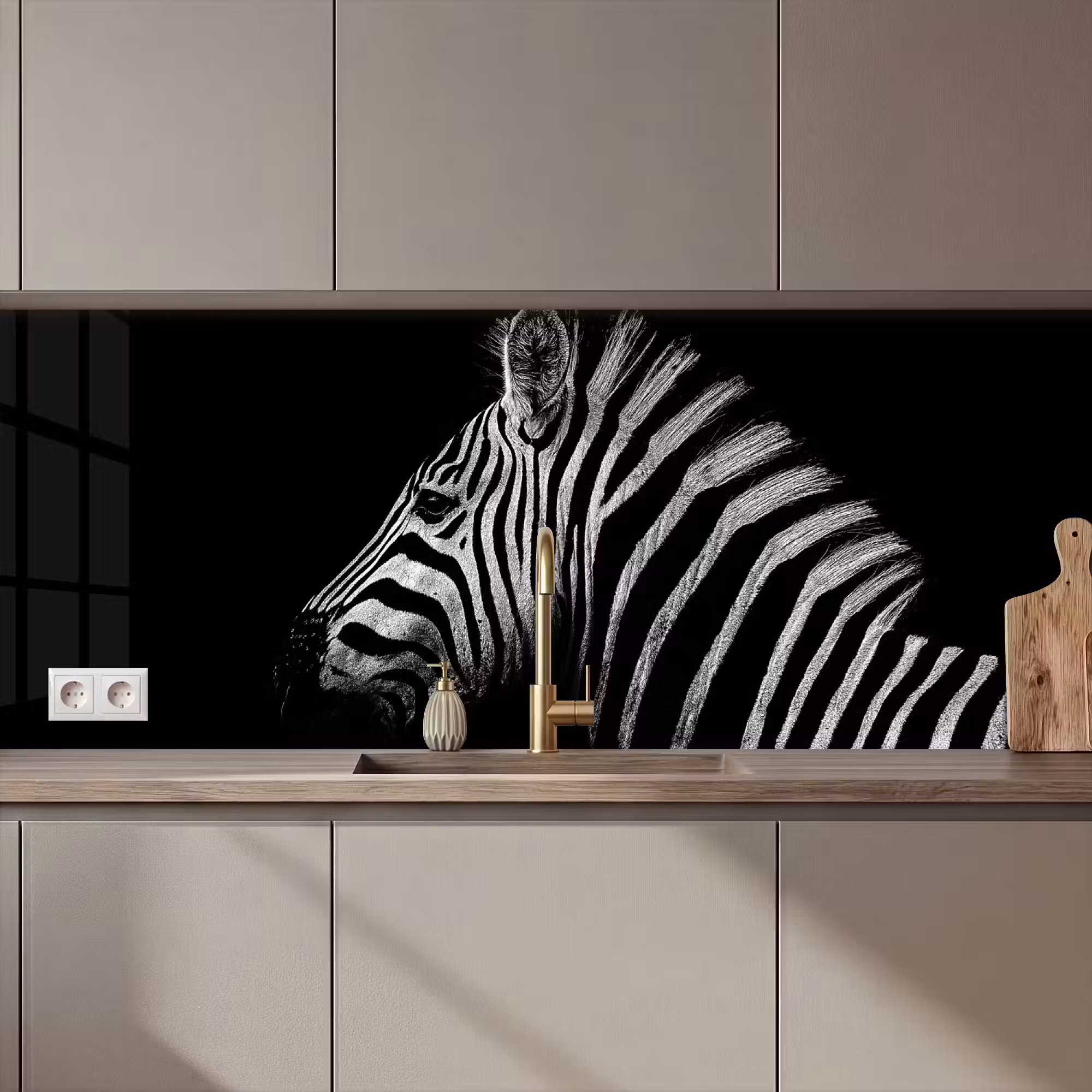 Küchenrückwand - Zebra - Tier - Schwarz