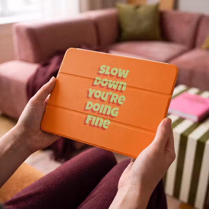 iPad-Hülle - Langsam, du schaffst das schon - Orange - Simple