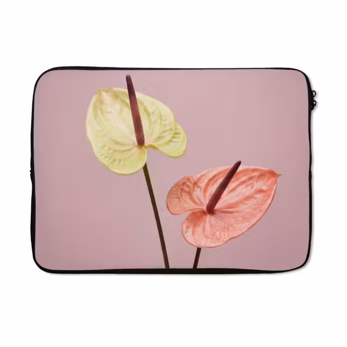 Laptop hülle - Blumen - Anthurien - Gelb - Rosa