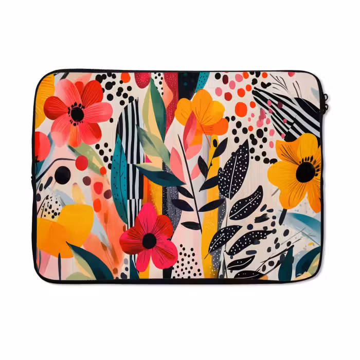 Laptop hülle - Blumen - Blätter - Abstrakt - Farbenfroh