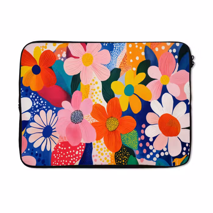 Laptop hülle - Blumen - Bunt - Tupfen