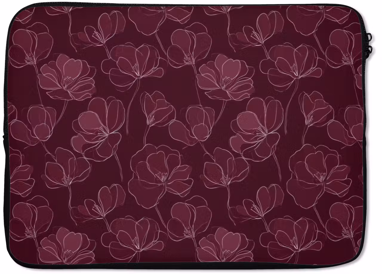 Laptop hülle - Blumen - Muster - Burgunderrot