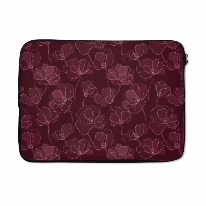 Laptop hülle - Blumen - Muster - Burgunderrot