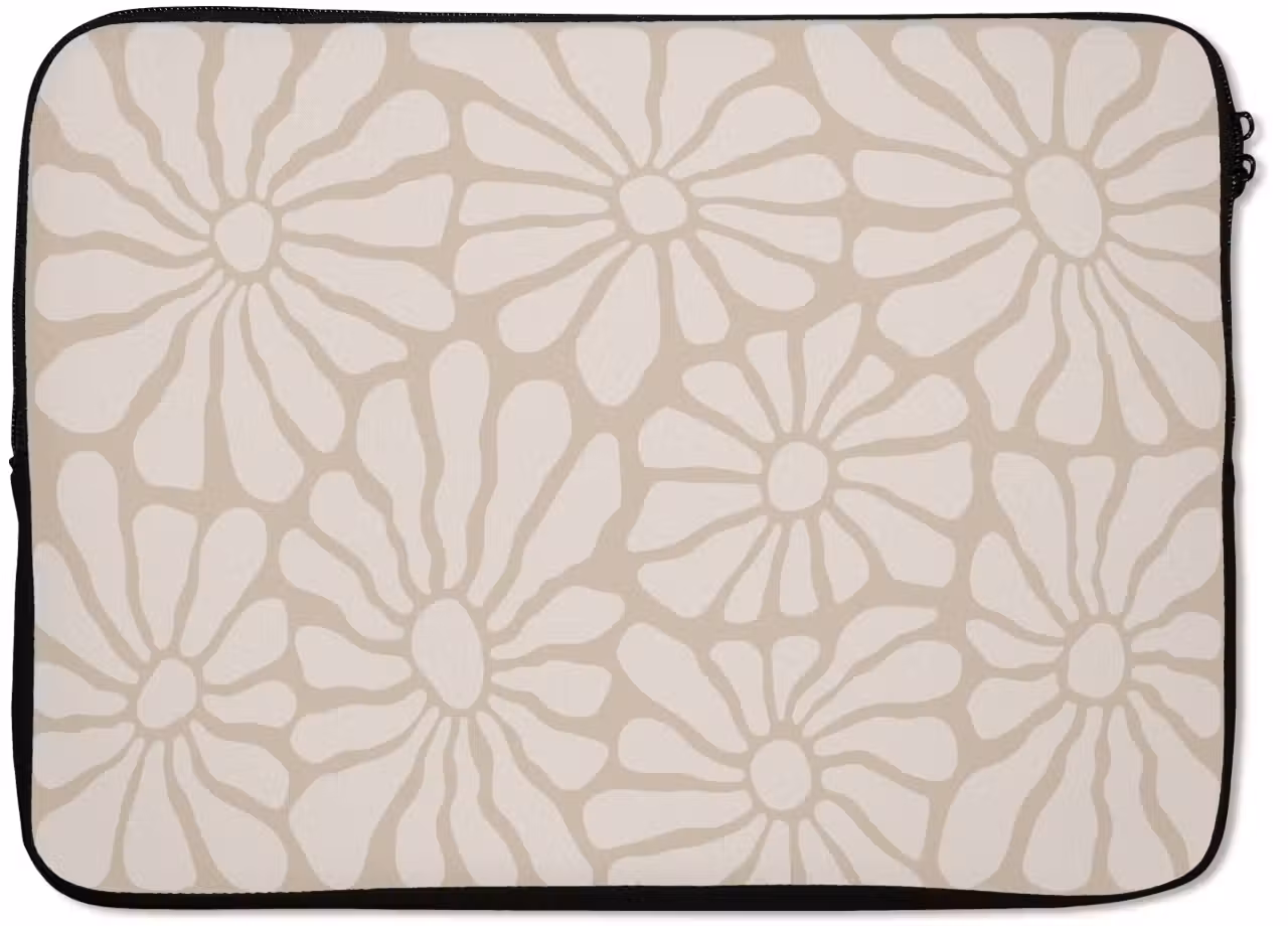 Laptop hülle - Floral - Druck - Beige - Braun - Minimalistisch