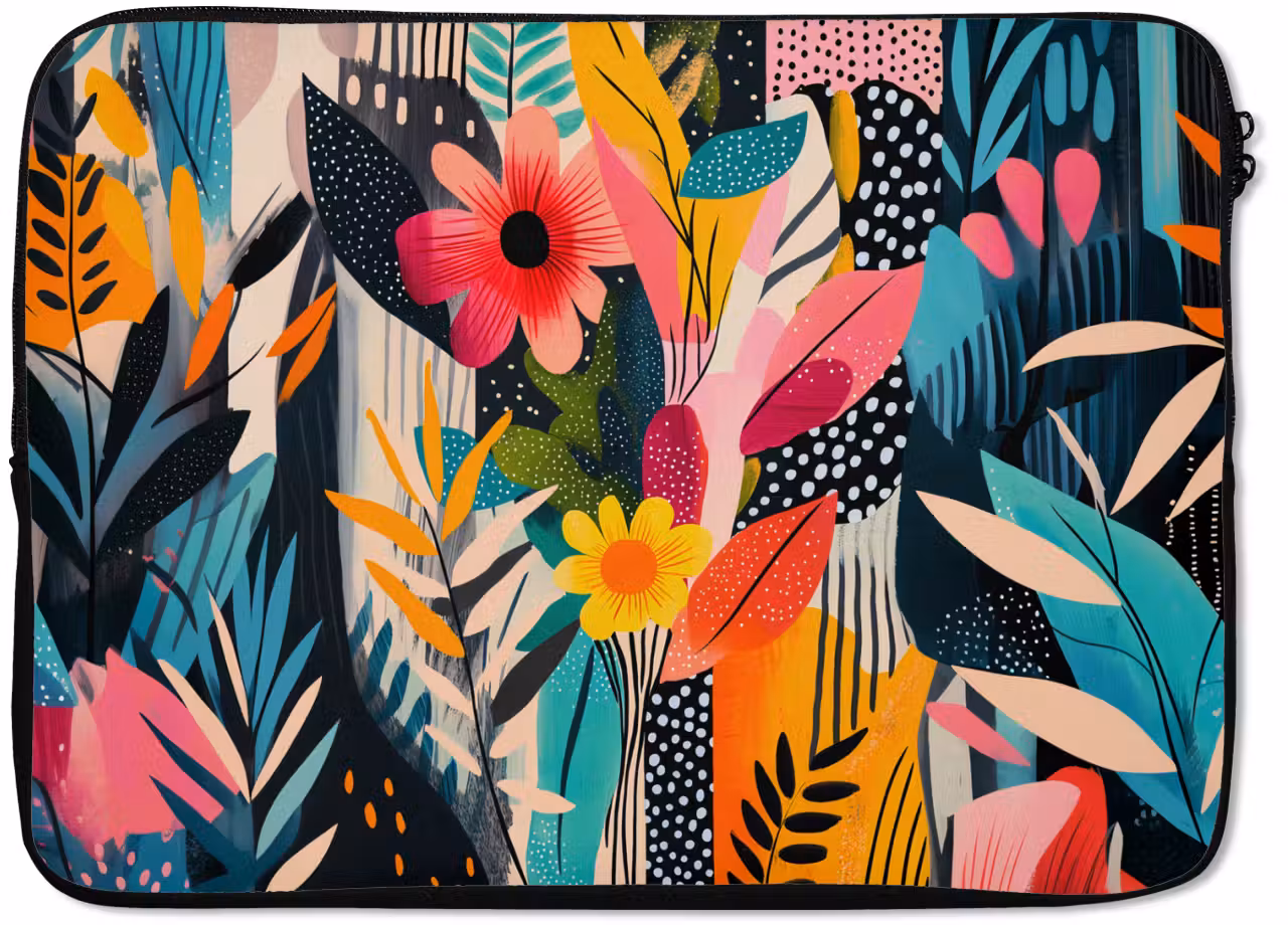 Laptop hülle - Gemälde - Abstrakt - Blumen - Rosa