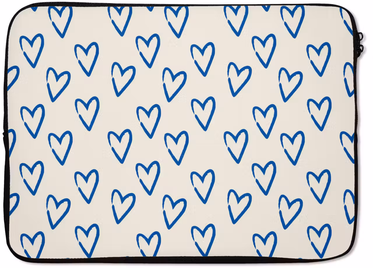 Laptop hülle - Herzmuster - Blau - Beige - Liebe