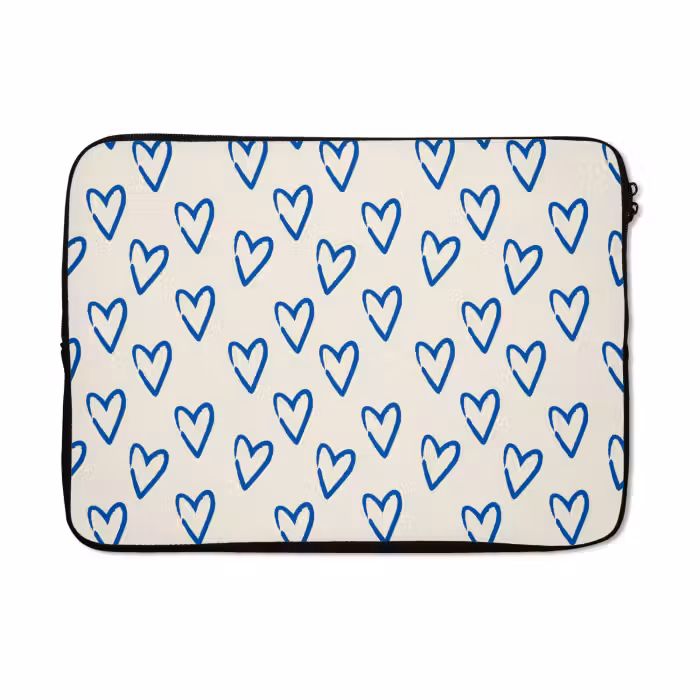 Laptop hülle - Herzmuster - Blau - Beige - Liebe