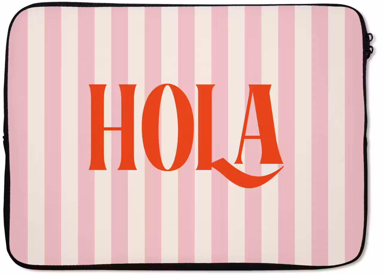 Laptop hülle - Hola - Zitat - Streifen - Pastell - Rosa - Rot - Weiß