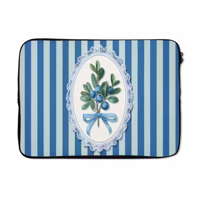 Laptop hülle - Illustration - Beeren - Blau - Streifen