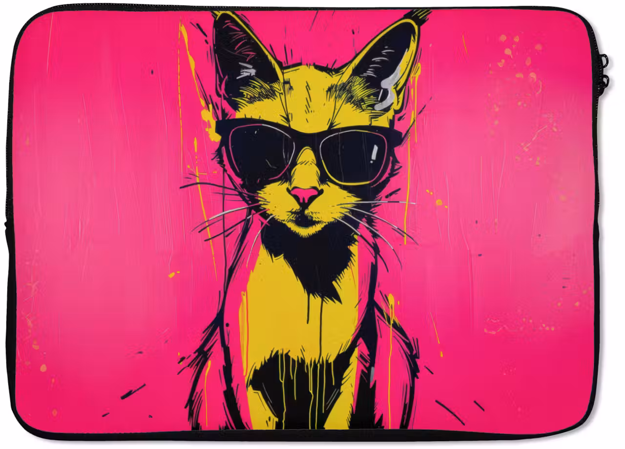 Laptop hülle - Katze - Kunst - Sonnenbrille - Rosa