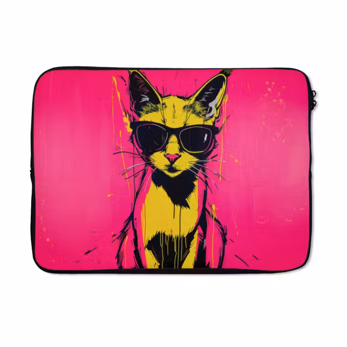 Laptop hülle - Katze - Kunst - Sonnenbrille - Rosa