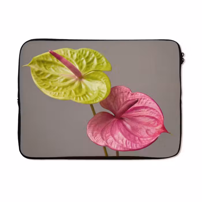 Laptop hülle - Pflanzen - Anthurium - Grün - Rosa