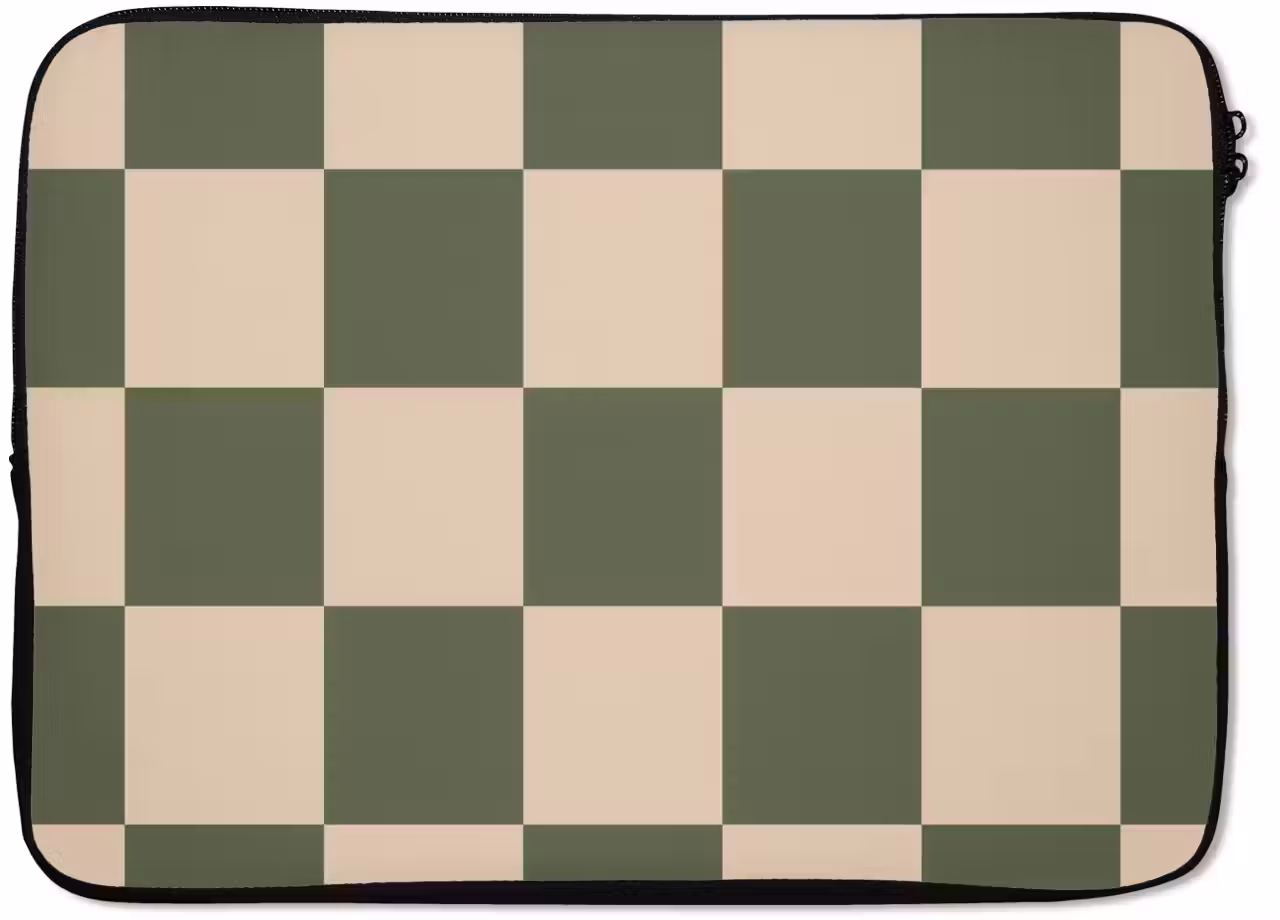 Laptop hülle - Schachbrettmuster - Grün - Beige - Blöcke